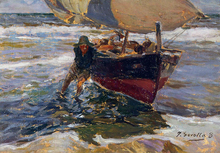Beaching the Boat (study) - Joaquin Sorolla Y Bastida